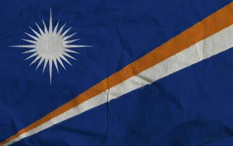  Description Marshall Islands flag with blue field, diagonal orange and white st Stock Photos