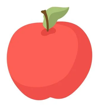 Description Red apple vector illustration isolated white background. Simple Stock Illustration