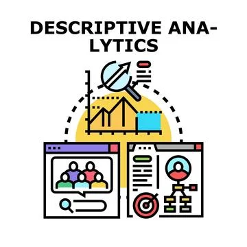 Descriptive analytics exploring data trends and insights Stock Illustration
