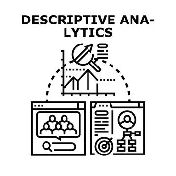 Descriptive analytics exploring data trends and insights Stock Illustration