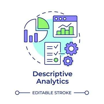 Descriptive analytics multi color concept icon Stock Illustration