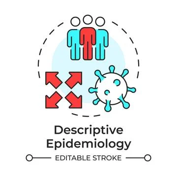 Descriptive epidemiology multi color concept icon Stock Illustration
