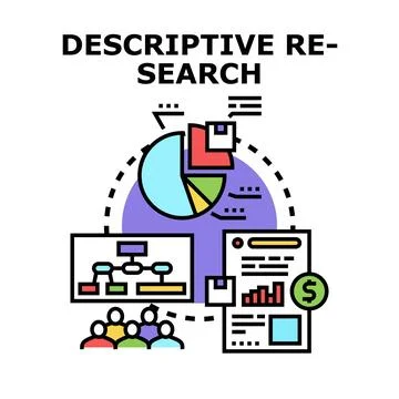 Descriptive research concept for data analysis and business strategy Stock Illustration