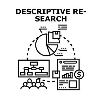 Descriptive research concept for data analysis and business strategy Stock Illustration