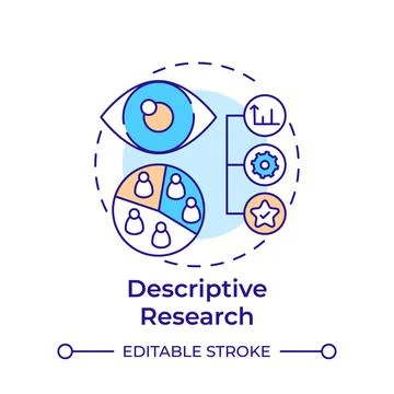 Descriptive research multi color concept icon Stock Illustration