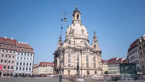Desden Frauenkirche Hyperlapse Stock Footage 70553992