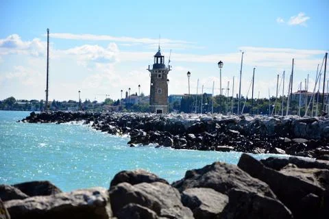 Desenzano town lighthouse Stock Photos