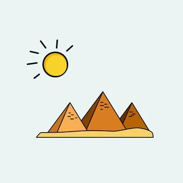 Desert and Egypt Landscape Flat Design. Stock Illustration