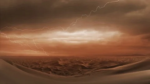 Desert and Lightning (Sepia) Stock Footage 71298334