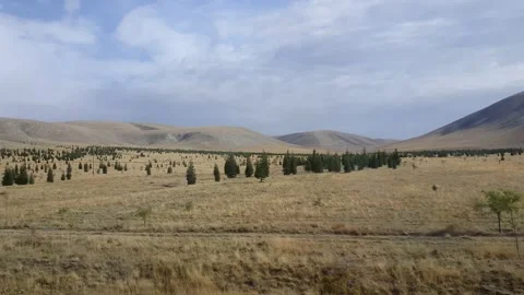 Desert and mountain view. shot on the moving vehicle. Best for action movie. Stock Footage 143527388