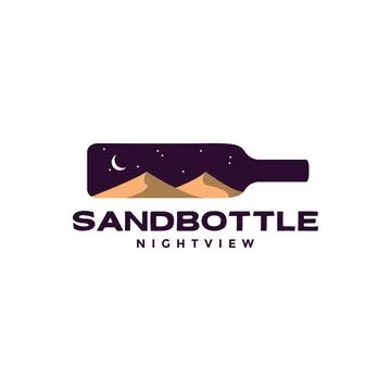 Desert and night in bottle logo design vector graphic symbol icon illustrat.. Ilustração Stock