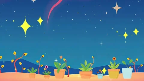 Desert and Sky With Small Trees And Graphic Style. Vídeo Stock 306207637