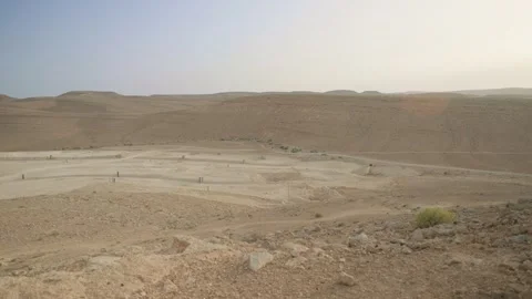 Desert area with infrastructure and flat roads for housing development Stock Footage 284455951