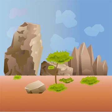 Desert Background and Vector Illustration Stock Illustration