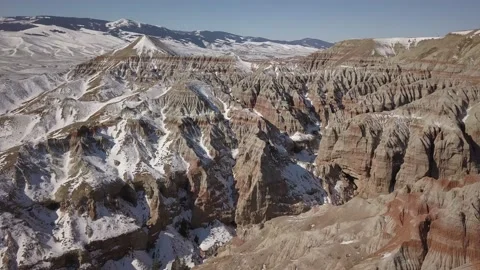 Desert badlands landscape in winter Stock Footage 166128164