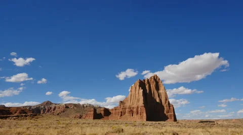 Desert Badlands Time Lapse Clouds 4K Capitol Reef Temple of the Sun Stock Footage 66113575