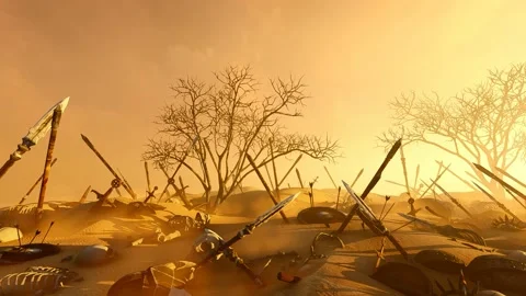 Desert battlefield Stock Footage 138648049