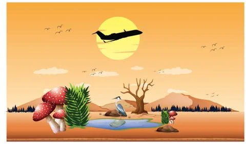 Desert beach with water Stock Illustration