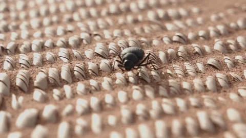 Desert bug on basket material covered in sand, close up view Stock Footage 241065788