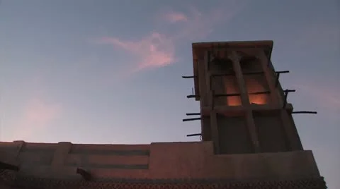 Desert building at dusk Stock Footage 11804063