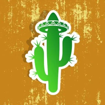 Desert cactus label Stock Illustration