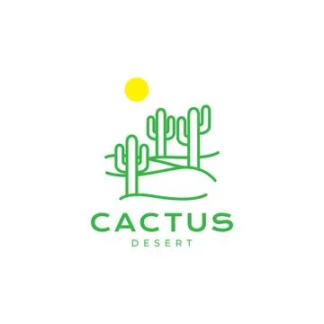 Desert cactus lines abstract logo design Stock Illustration
