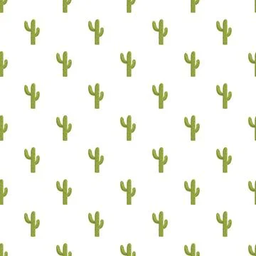 Desert cactus seamless pattern repeating on white background 스톡 일러스트