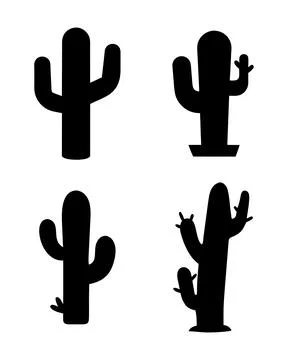 Desert Cactus Silhouettes Illustrazione stock