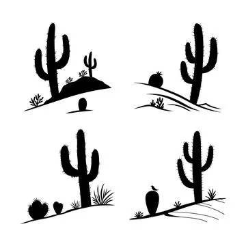 Desert Cactus Silhouettes Illustrazione stock