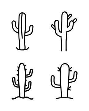 Desert Cactus Silhouettes Stock Illustration