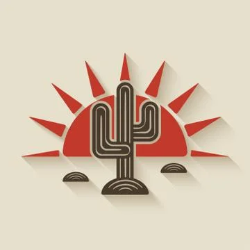 Desert cactus at sunset Stock-Illustration