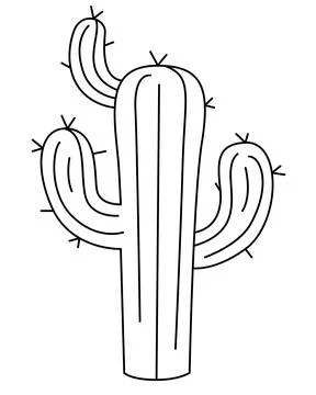 Desert Cactus - vector linear image for coloring. Stock Illustration