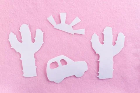 Desert with cactuses Stock Photos