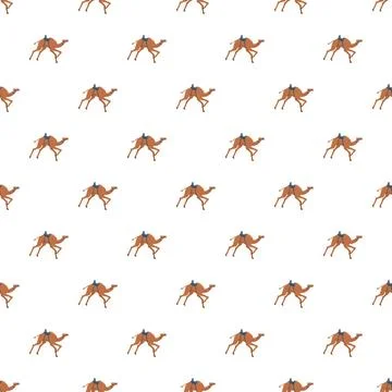 Desert camel walking seamless repeating pattern background Illustrazione stock