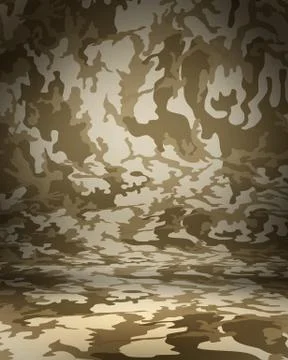 Desert Camouflage studio portrait backdrop with floor. 3d rendering Stock Illustration