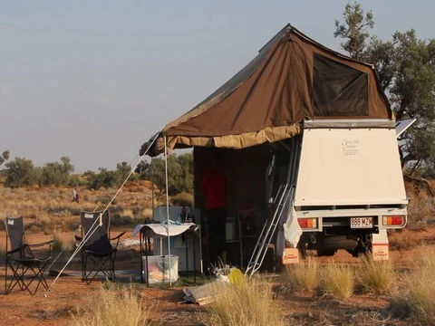 DESERT CAMP SET UP Stock Footage 100411215