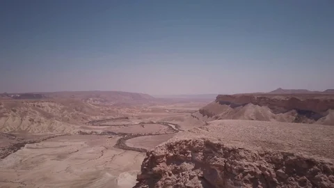 Desert canyon 4k Israel aerial view Stock Footage