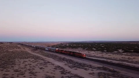 Desert Cargo Train Aerial 库存影片 91452897