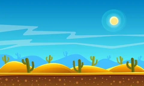 Desert cartoon background Stock Illustration