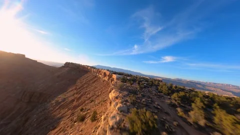 Desert Cliff edge FPV drone speed fast perspective Stock Footage 172120074