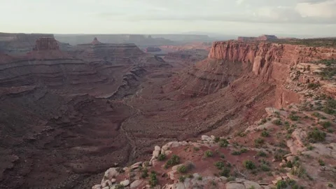 Desert Cliffs Arid Landscape In Moab, Southwest Utah. Aerial Drone 動画素材 347757425
