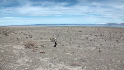 Desert on coast line of ocean in Argentina. Stock Footage