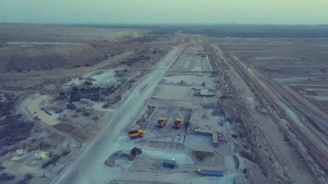 Desert Construction Corridor at Thar Engro Coal Mining Site Stock Footage 344056103