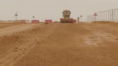 Desert Construction Site With Bulldozer Stock Footage 63170863