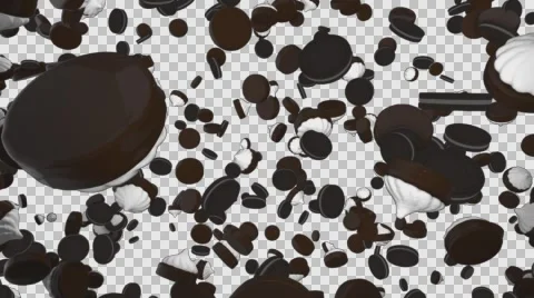 Desert cookies flying in abstract space. (with Alpha Channel) Stock Footage 60010485