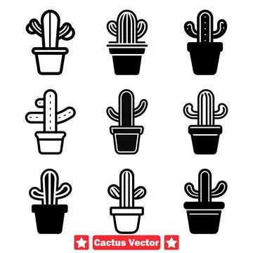 Desert Divinity Exquisite Cactus Vector Bundle to Transform Your Projects Stock Illustration