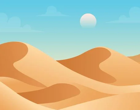 Desert dune landscape vector cartoon illustration. Desert dune mountain Illustrazione stock
