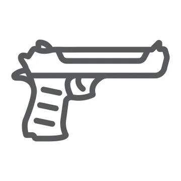 Desert eagle gun line icon, army and weapon, handgun sign, vector graphics, a Stock Illustration
