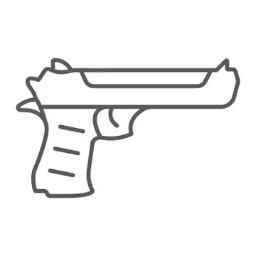 Desert eagle gun thin line icon, army and weapon, handgun sign, vector graphics Stock Illustration