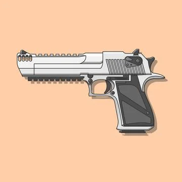 Desert Eagle Gun Vector Illustration. Handgun. Fire Weapon. Flat Cartoon St.. Stock Illustration